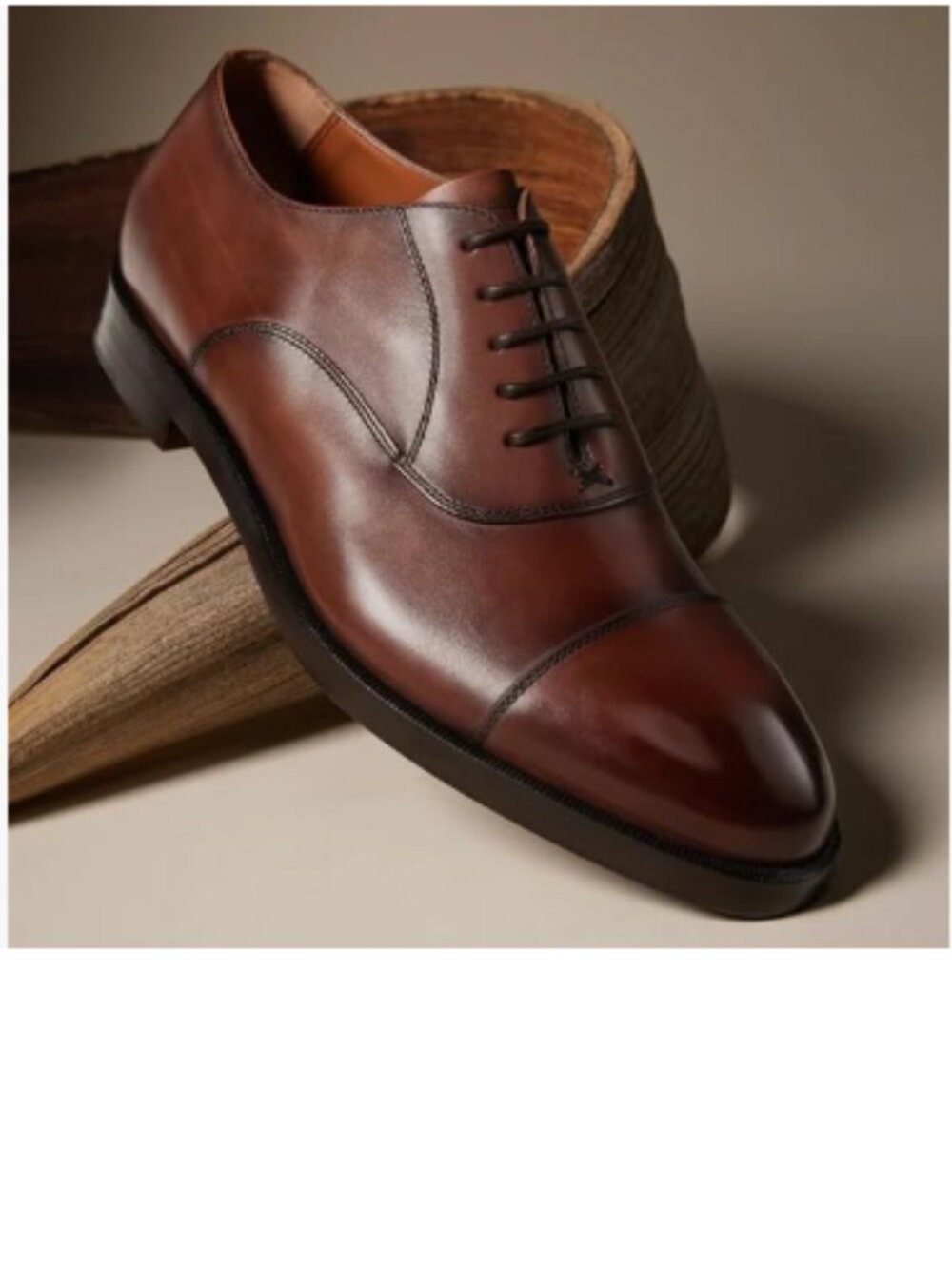 FSJ Brown Men's Classic Lace-Up Oxford Shoe Handmade Burnished Soft Leather Shoe